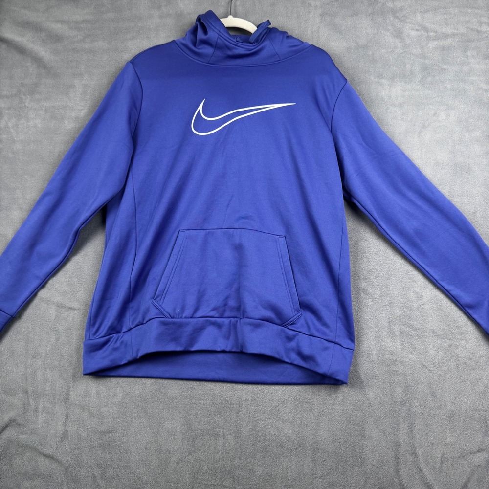 Nike Dri-FIT Hoodie‎ Mens Large Royal Blue Swoosh Just Do It Graphic Sweatshirt